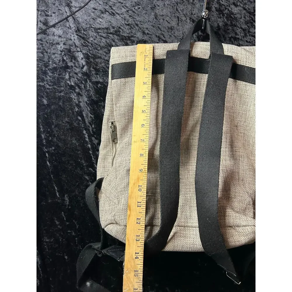 STATE Bags Roll Top Backpack – Gray with Leather Trim Map Print Lining